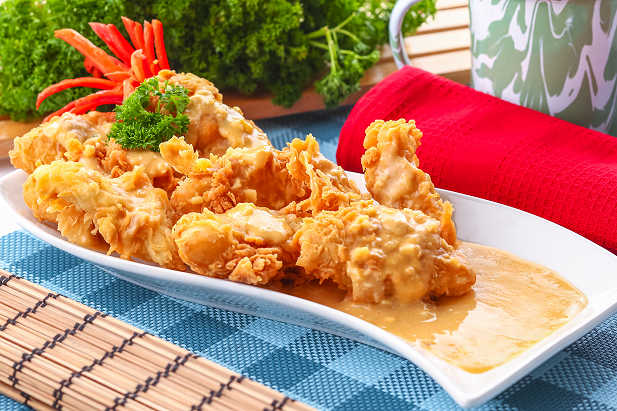 Kakap Goreng Saus Telur Asin